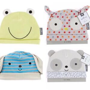 NEW Set of 4 Hallmark Baby Beanie Animal Newborn Hat 0-3 Month